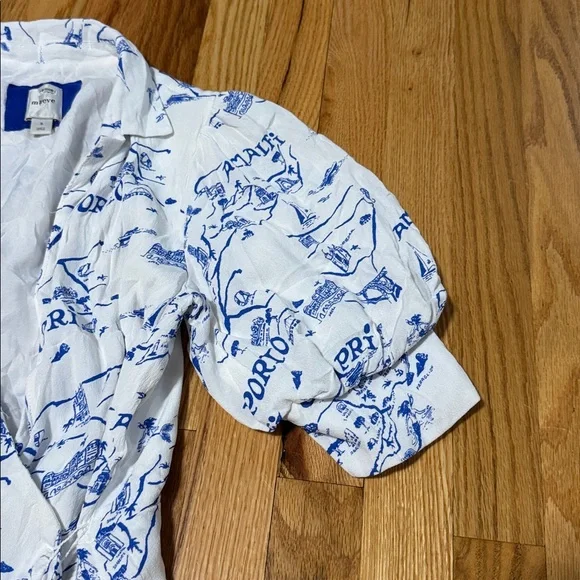 Anthropologie Maeve Short-Sleeve Collared Wrap Mini Dress Amalfi Capri Sz Small - Picture 8 of 9